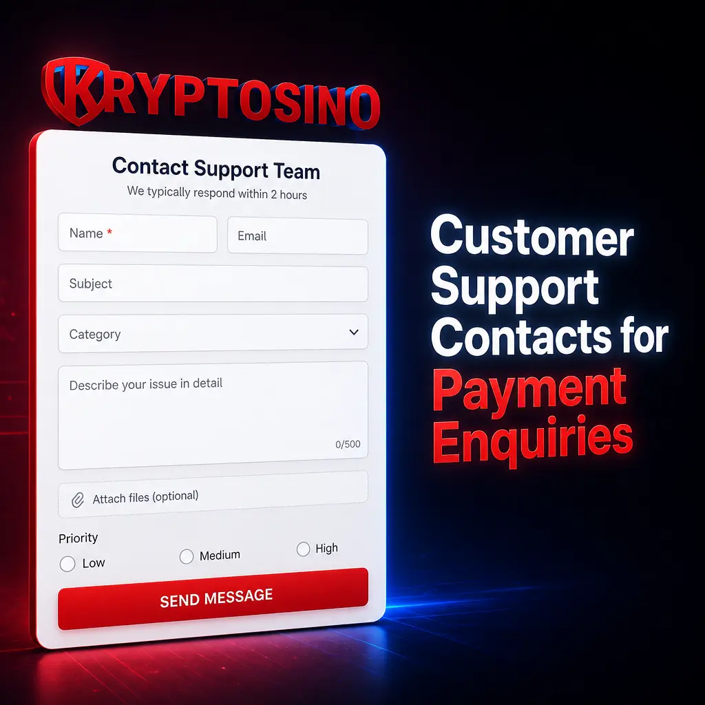 Customer support channels for payment enquiries at Kryptosino