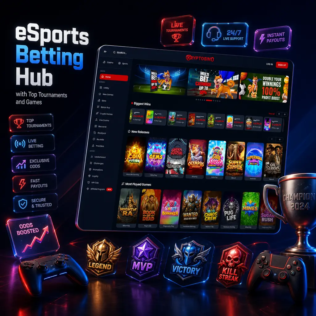 eSports betting hub interface showing tournament matches